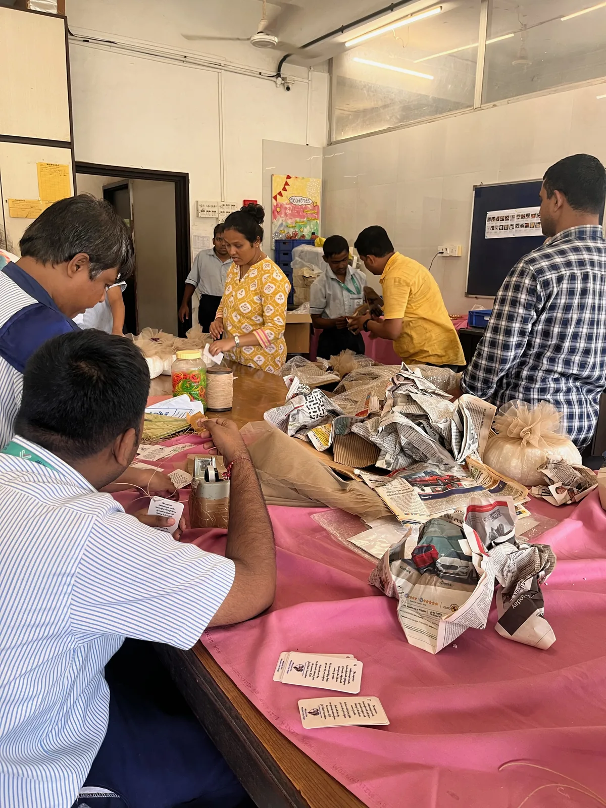 A packing and craft workshop with trainees and staff at Jai Vakeel Foundation